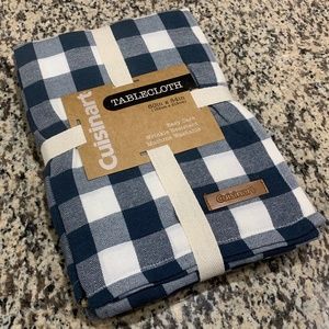 NWT Cuisinart Tablecloth Blue & White Check 60in x 84in Machine Washable